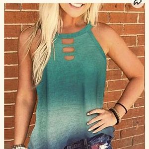 Yoke tank in teal ombré.